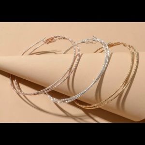 3 pairs shiny hoop earrings